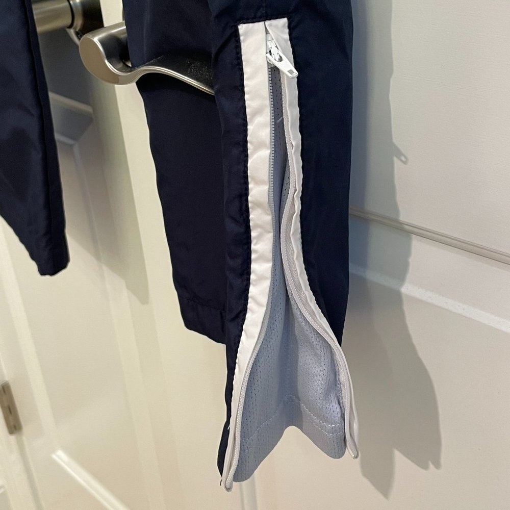 EUC Nike Track Pants, Low-Rise, Elastic/Drawstring, Zippered Legs, Navy, Small - Picture 7 of 11